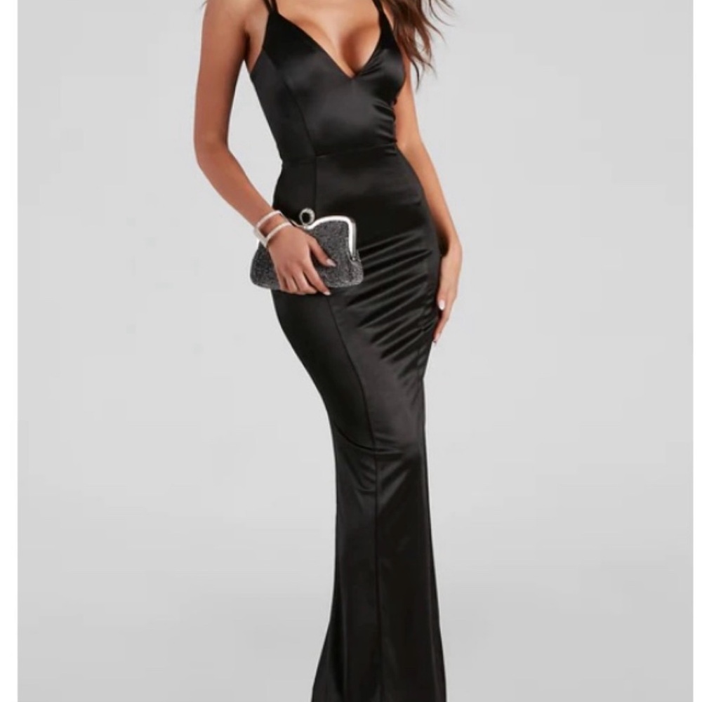 Elegant Black Satin Maxi Skirt